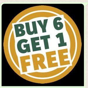 Buy 6 items, get any (1) for free